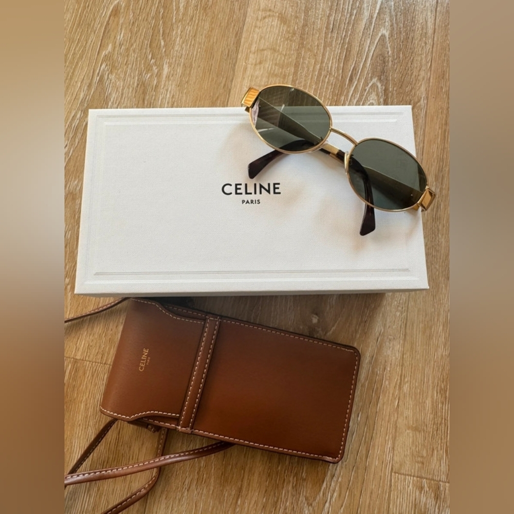 Celine Triomphe Gold Metal Sunglasses - Picture 3 of 9